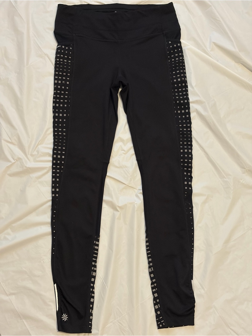 Athleta Black Leggings with Reflective Square Side Panels